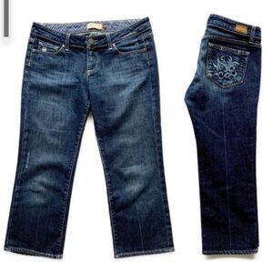 PAIGE Laurel Canyon Cropped Capri Embroidered Jeans Sz 29